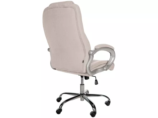 Chaise de bureau - Tissu & Métal chromé - Crème - XL Apoll