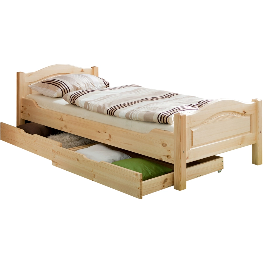 TICAA Massivholz Doppelbett Einzelbett Rita Kiefer Natur Natur