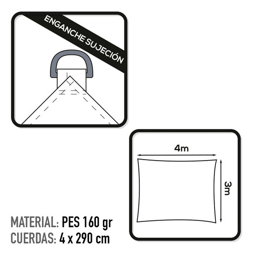 Toldo retangular de poliéster para jardim Aktive