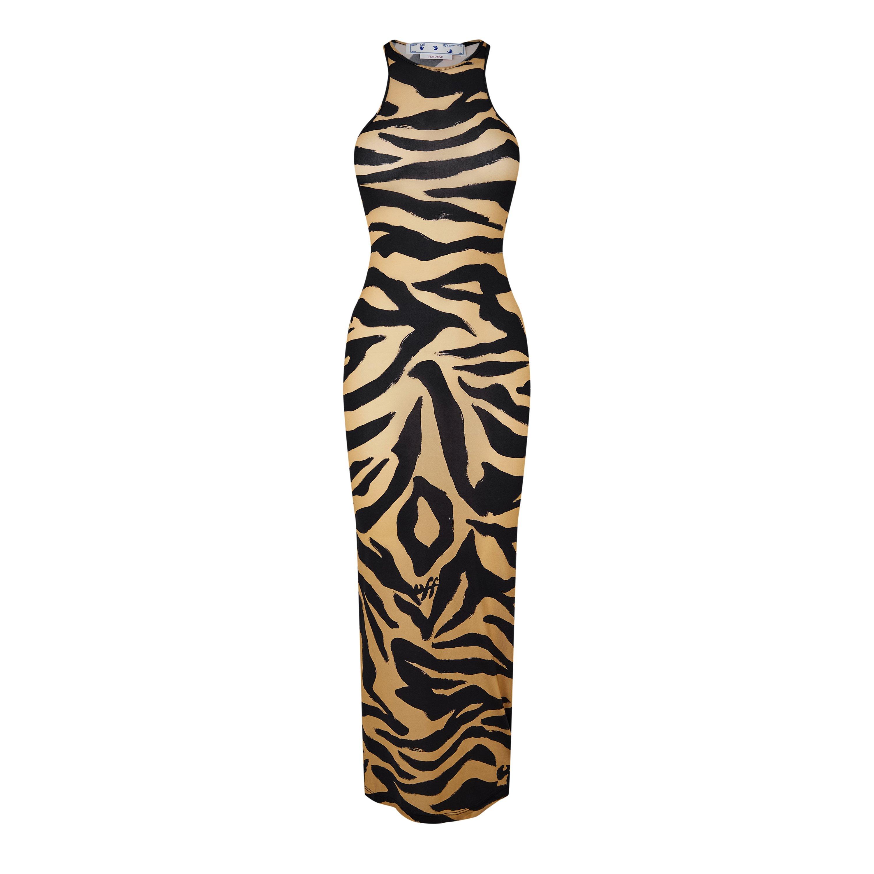 Off White Zebra Print Maxi Dress