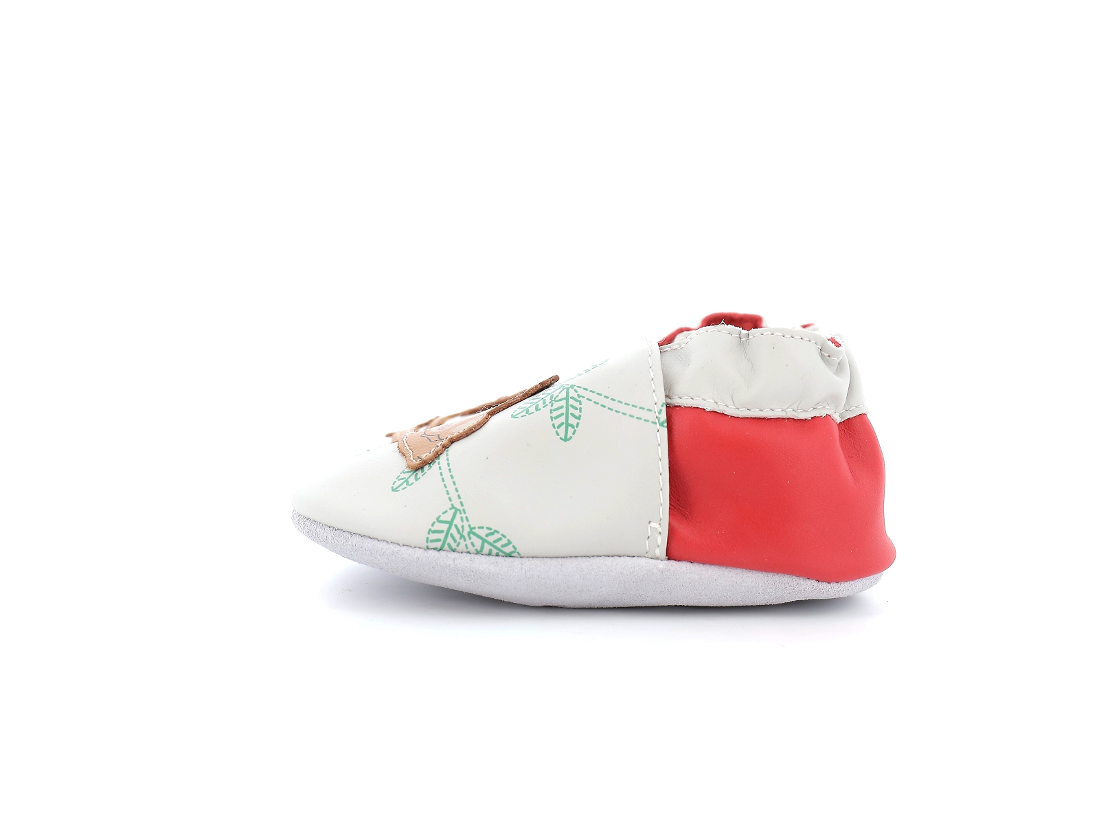 Robeez-ACROBATIC MONKEY Cuir Blanc Cerise