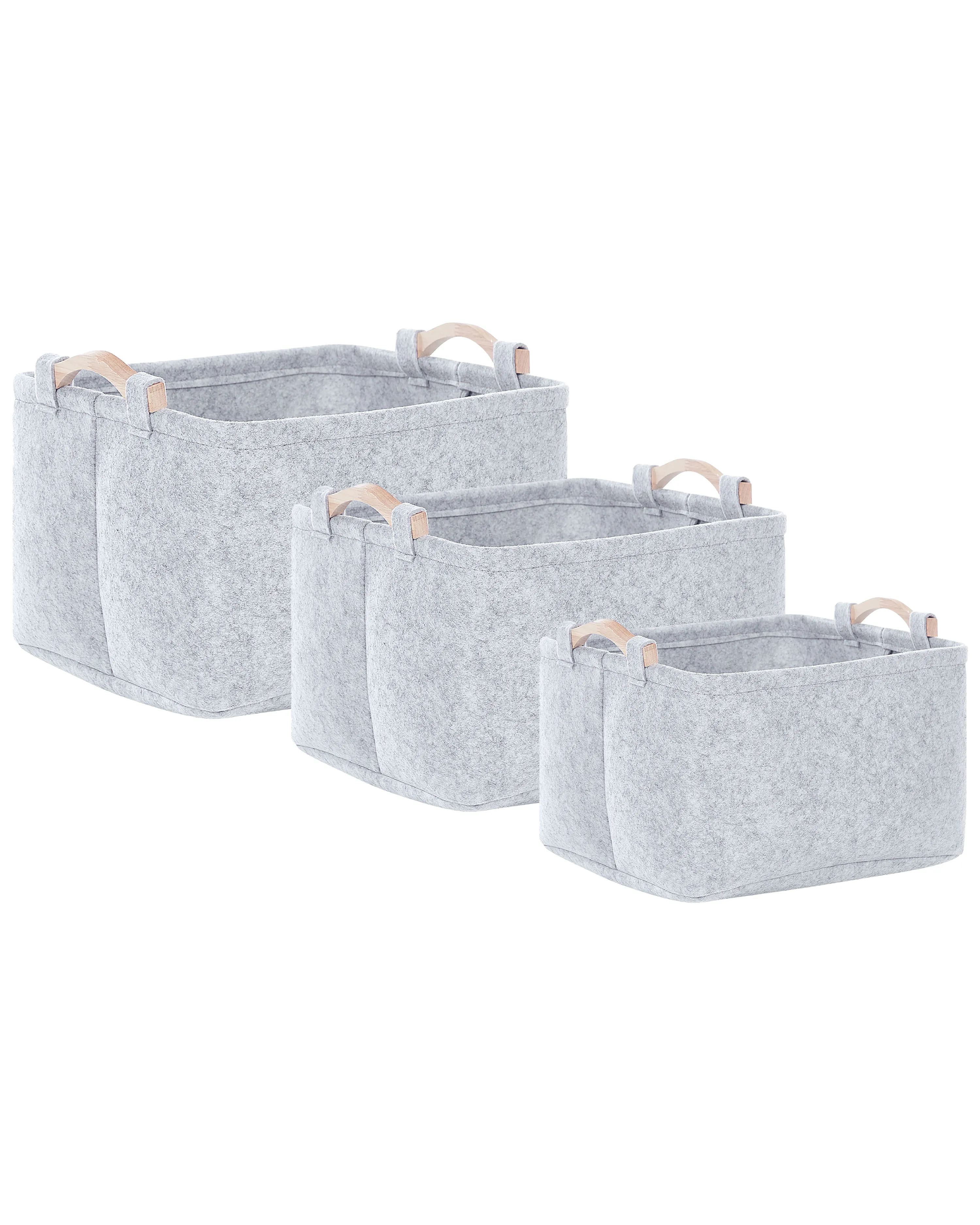 Set van 3 manden BAYSAI Vilt Lichtgrijs