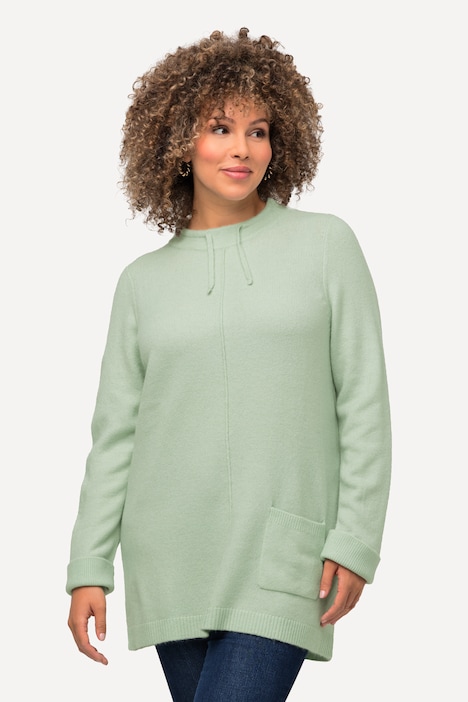 Pullover, Stehkragen, Kordel, Tasche, Langarm