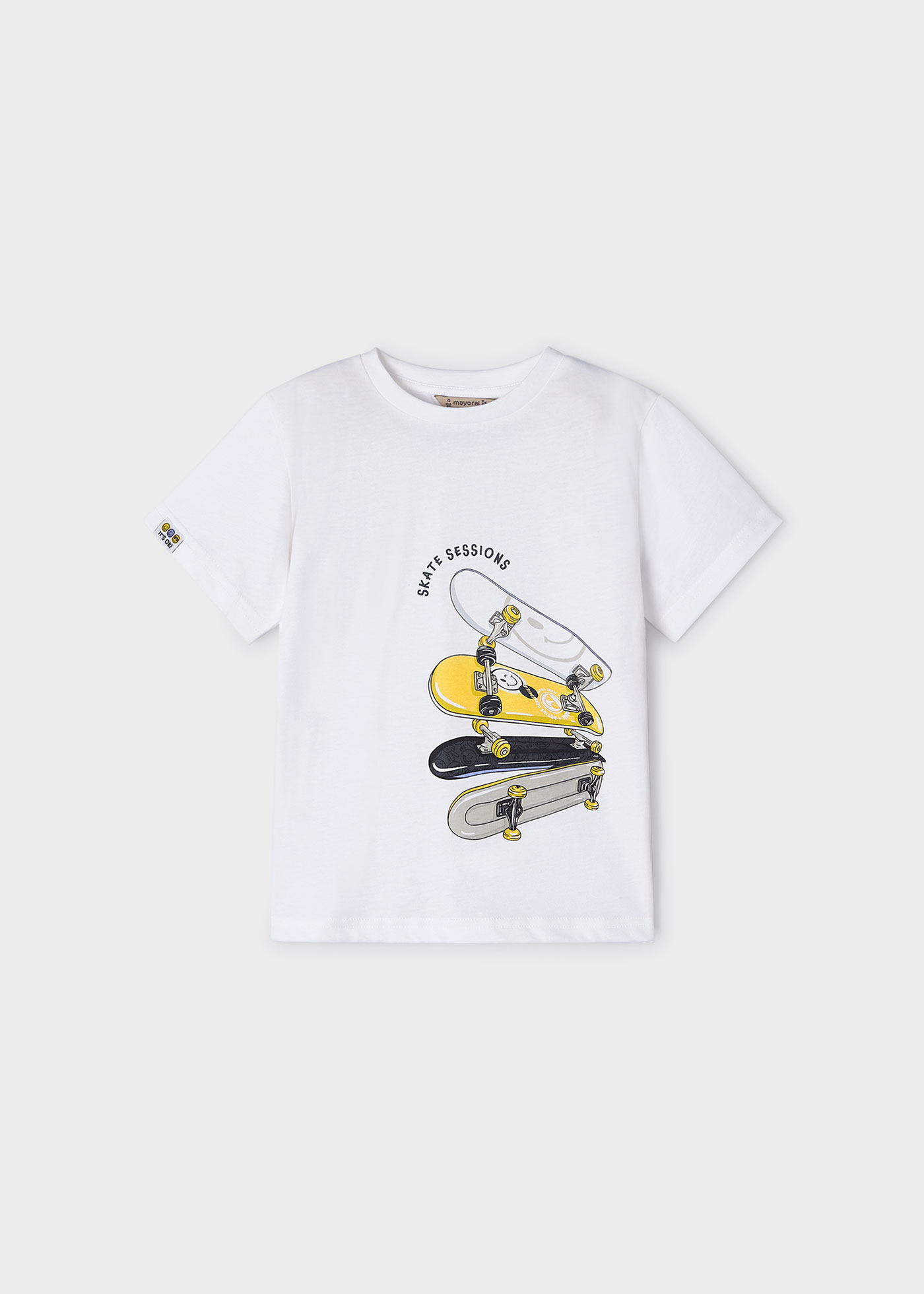 Camiseta de skate Better Cotton para meninos, branca