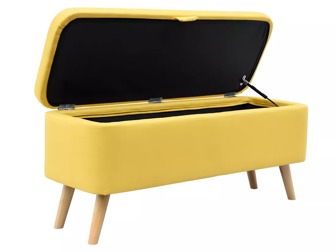 Bout de Lit avec Rangement en Tissu avec Pieds Bois - L101cm