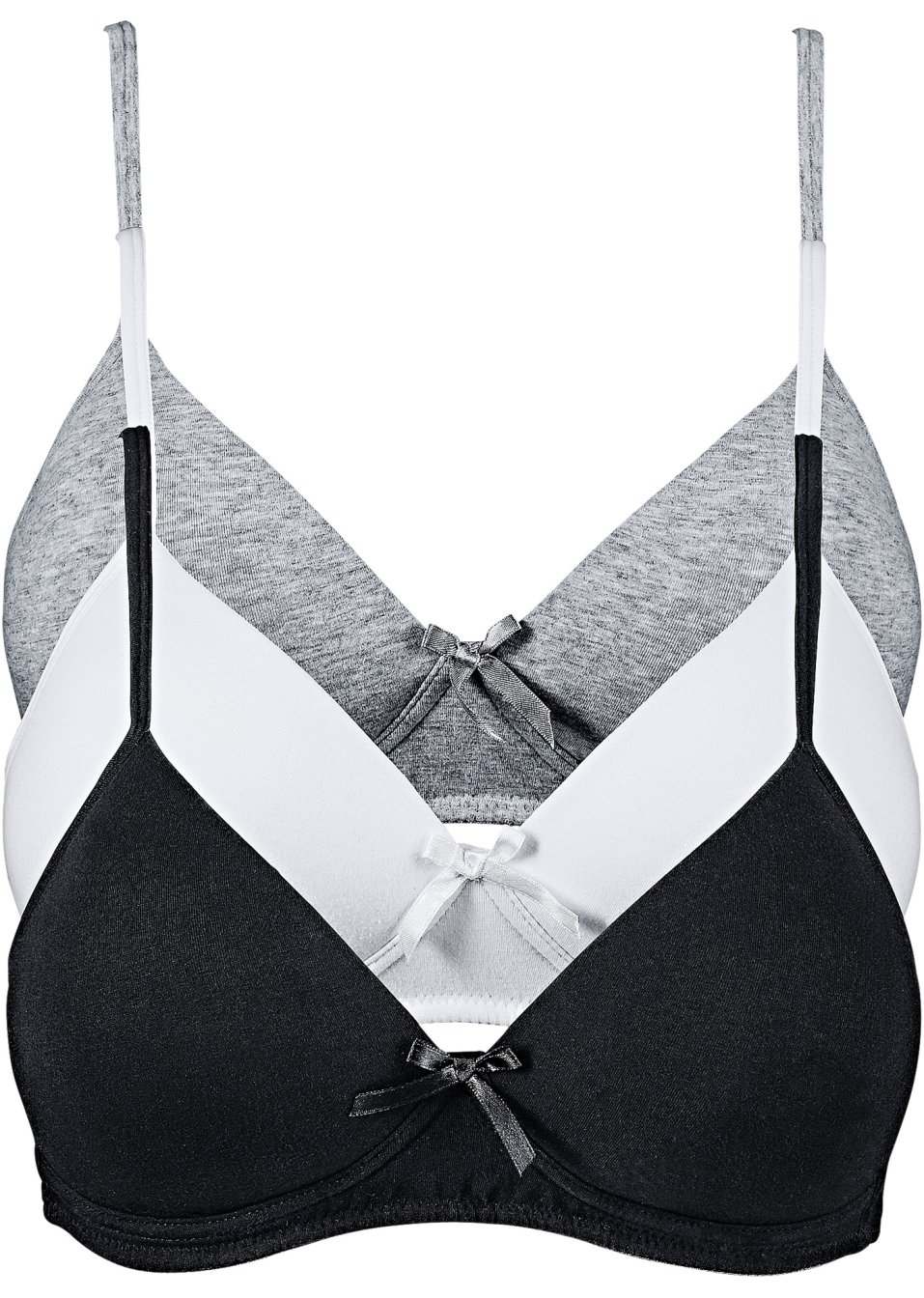 Lot de 3 soutiens-gorge avec coques sans armatures, avec coton bio