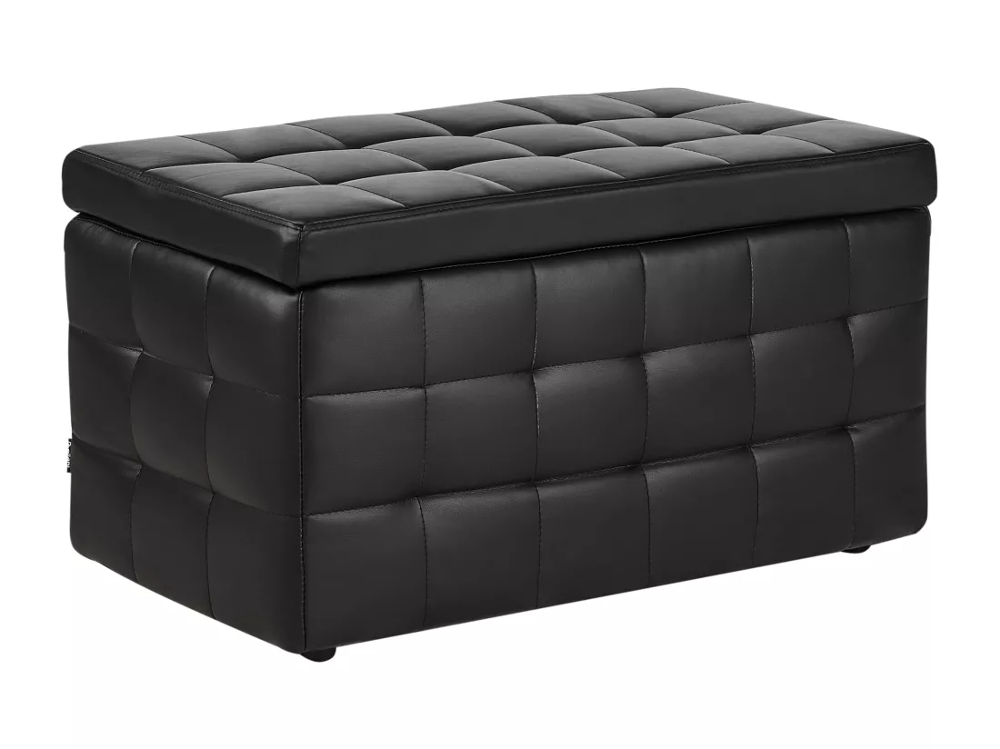 Pouf de rangement MICHIGAN Cuir PU 72 cm 42 cm Noir