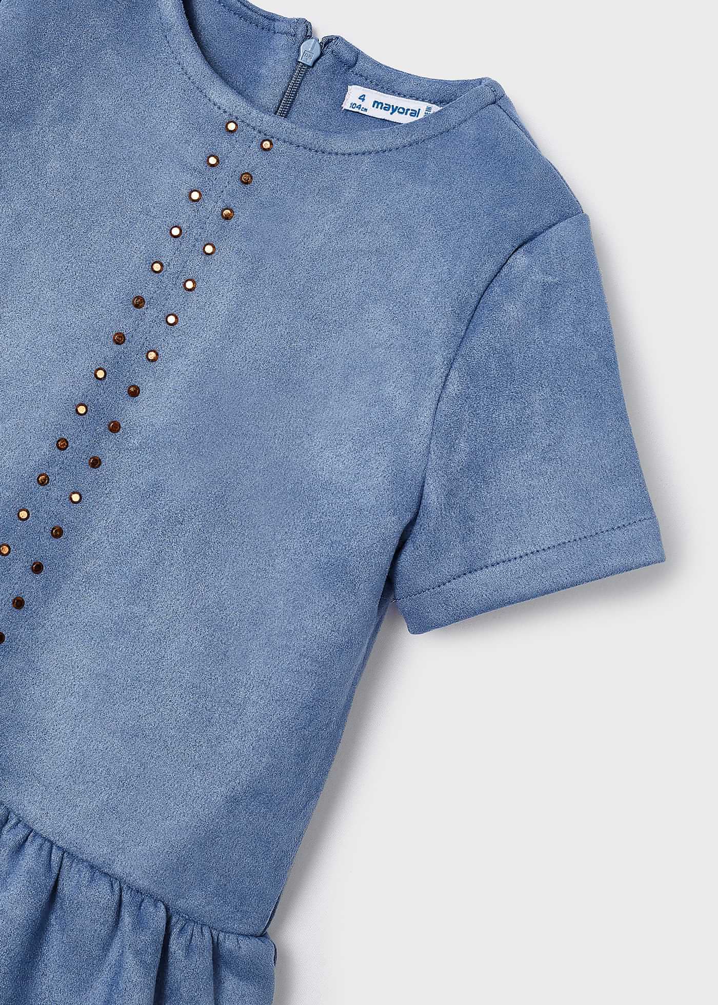 Vestido com bolsa de camurça para meninas