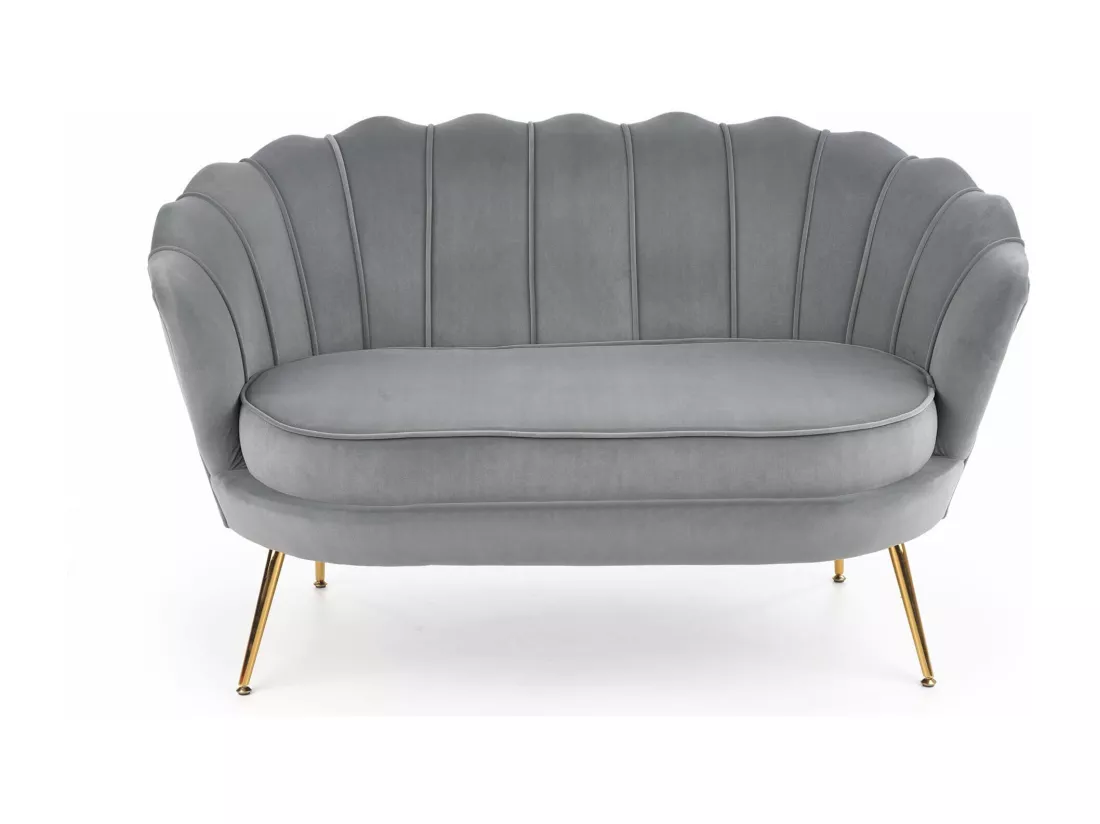 Canapé en velours gris avec pieds dorés en métal CAPRICA XL