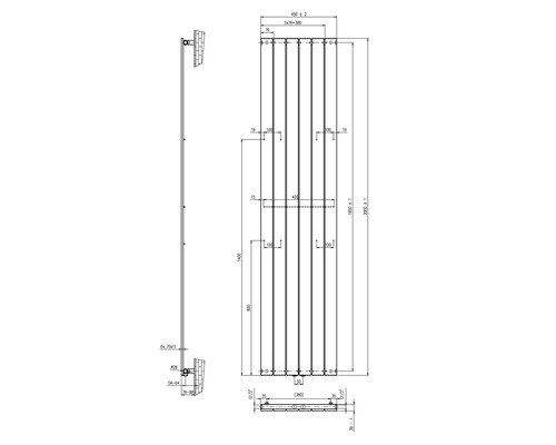 SCHULTE Aachen designradiator 2000x464 mm alpinewit met middenaansluiting