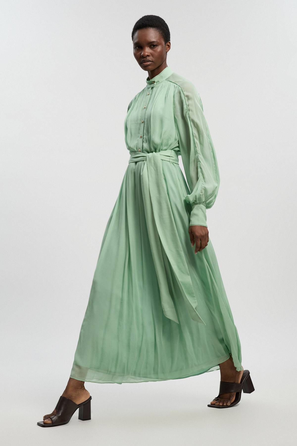 KarenMillen Robe Longue Ceinturée En Georgette De Viscose Tissée