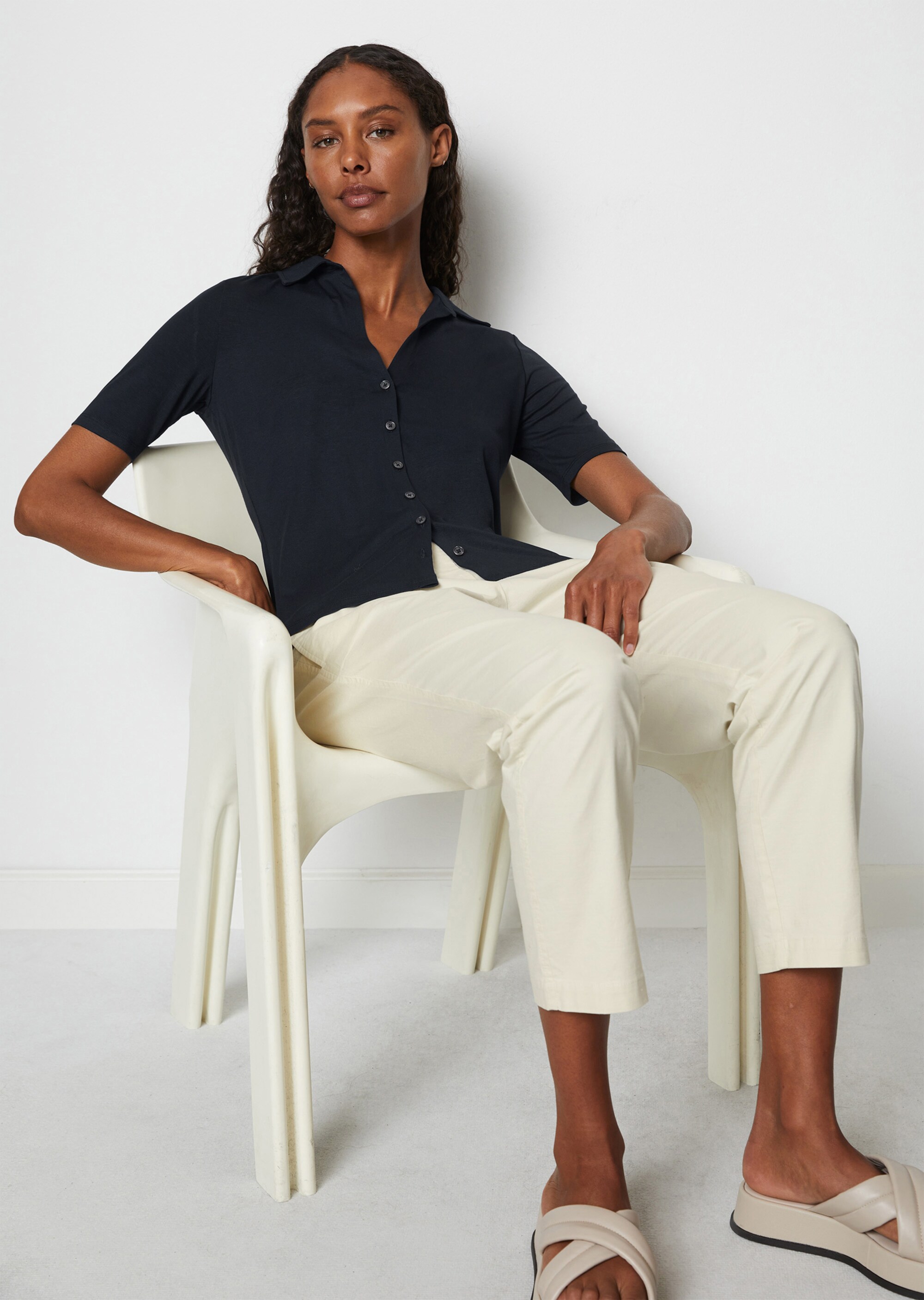 Kurzarm-Jerseybluse aus LENZING™ ECOVERO™