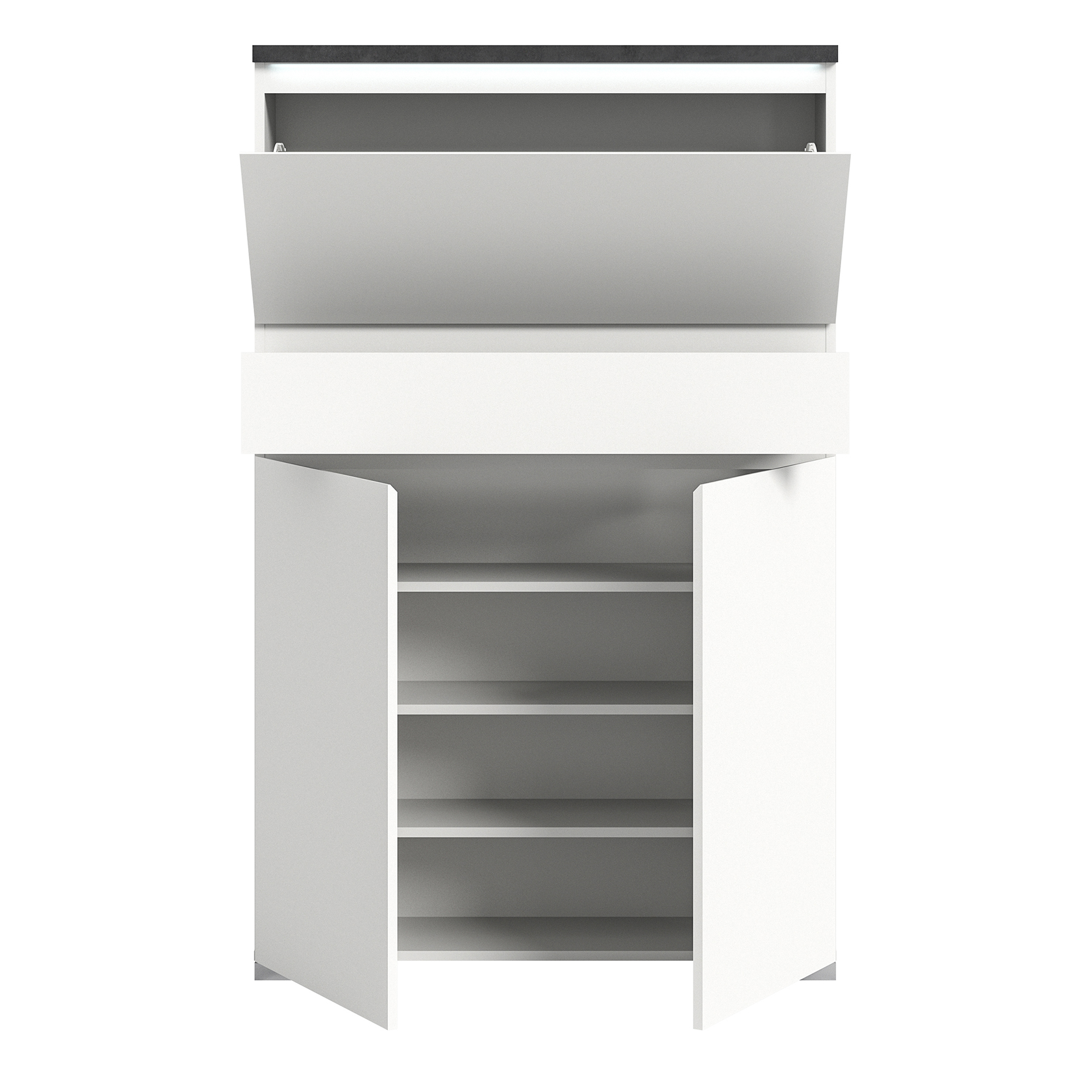 Schuhschrank SHOELOVE - weiß-Industrial grau - 95 cm