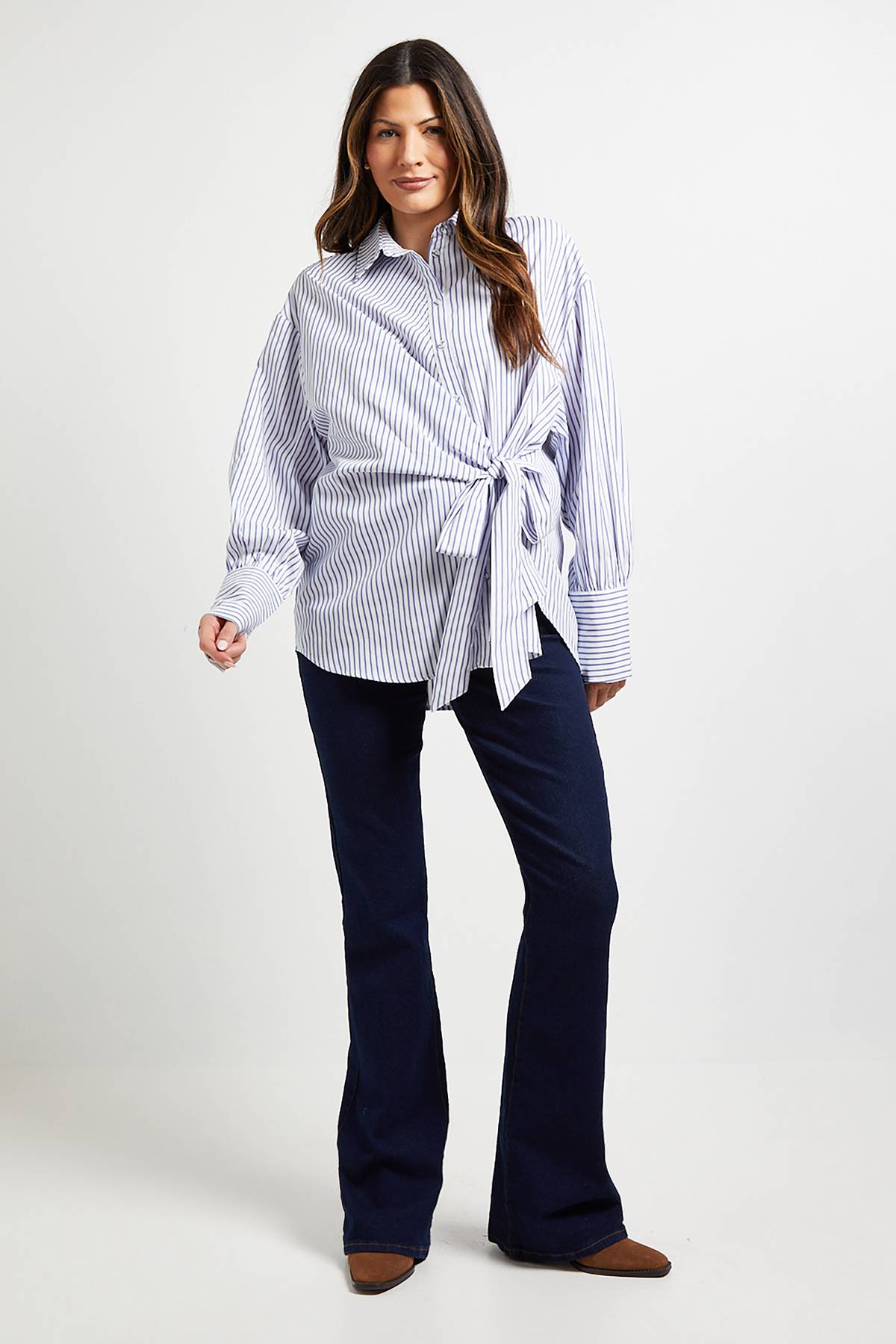 Wallis Chemise à Rayures avec Lien Latéral