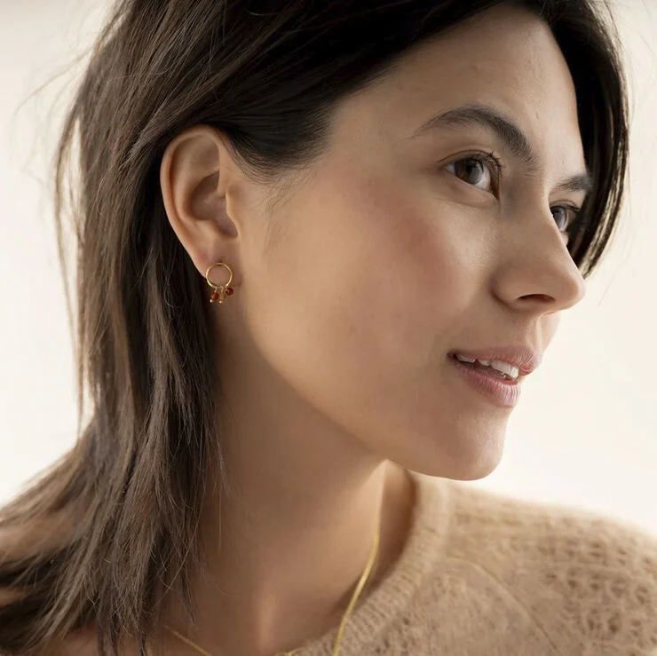 A Beautiful Story Genuine Carnelian Citrine Earrings GP Gold