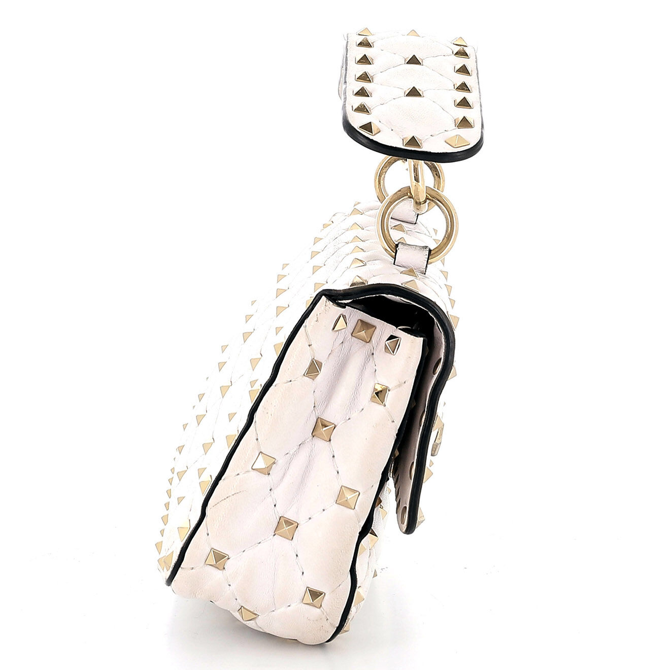 Valentino Sac bandoulière Rockstud Spike Petit en Cuir blanc Etat: Etat correct - Longueur 19 cm