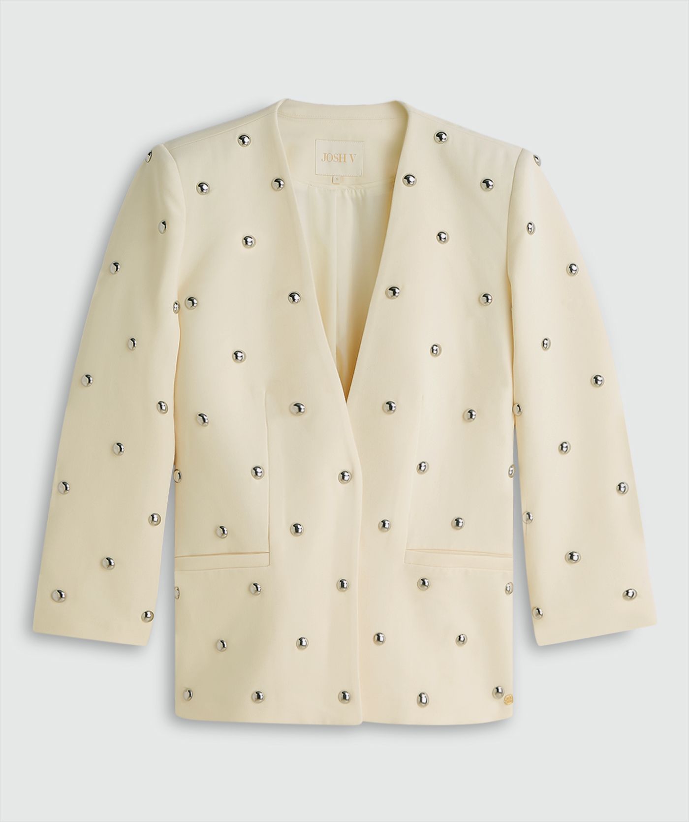 JV-YVEN oversized blazer met studs  - light yellow