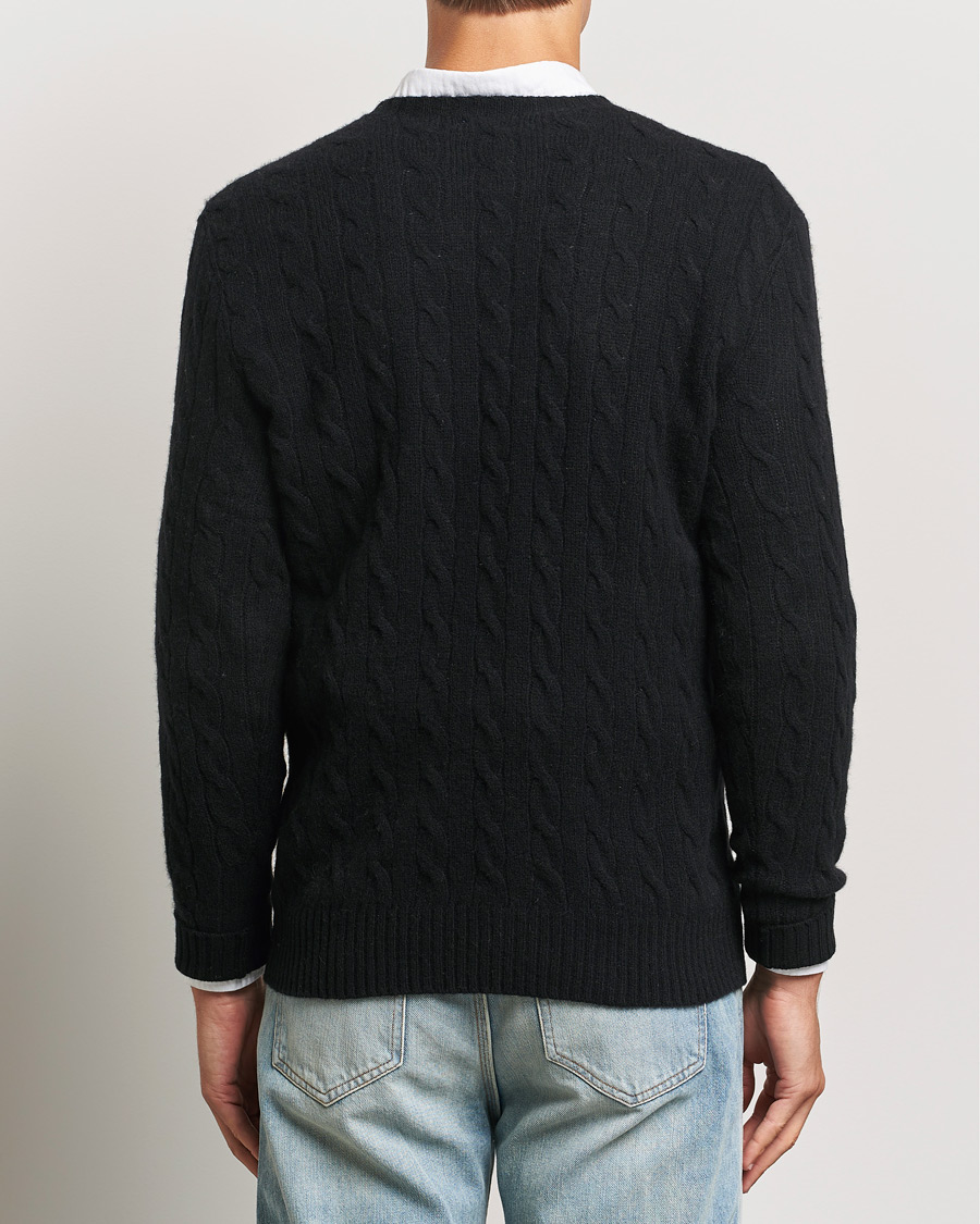 Polo Ralph Lauren Wool/Cashmere Cable Crew Neck Polo Black