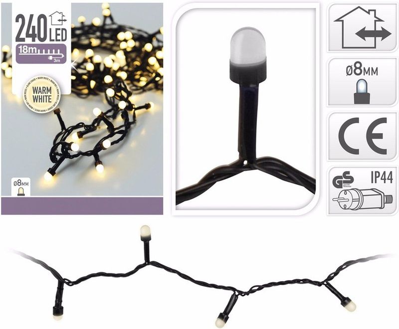 Kerstlampjes - Warm Wit - 21 Meter - 240 Leds - Geschikt Voor Buiten