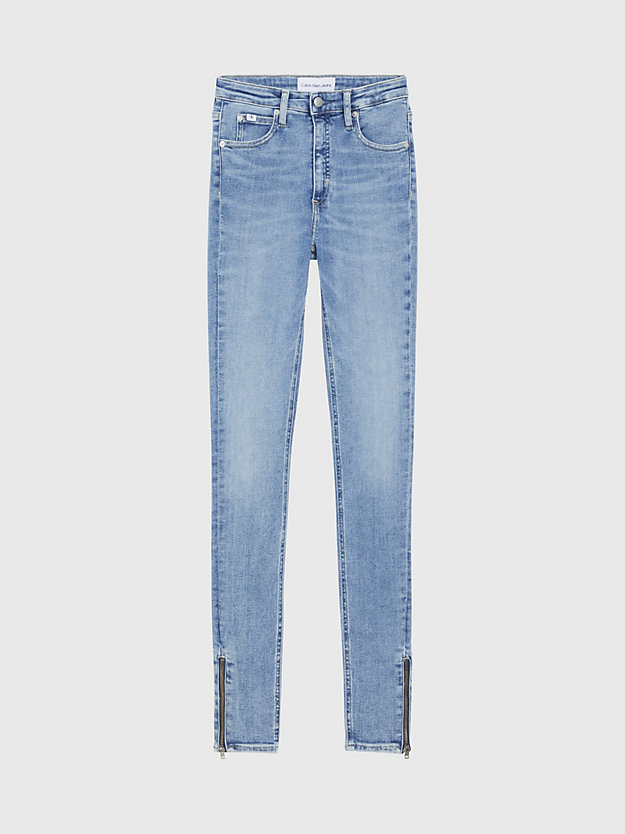 Calça jeans super skinny de cintura alta com zíper na barra