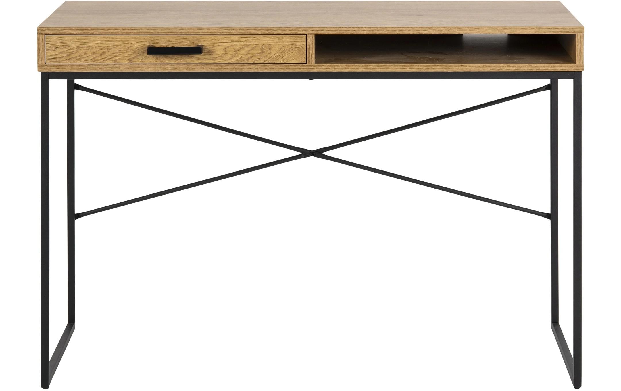 Tisch Seaford, Schwarz matt / Wildeiche matt<br>Bürotisch im modernen Industriestil