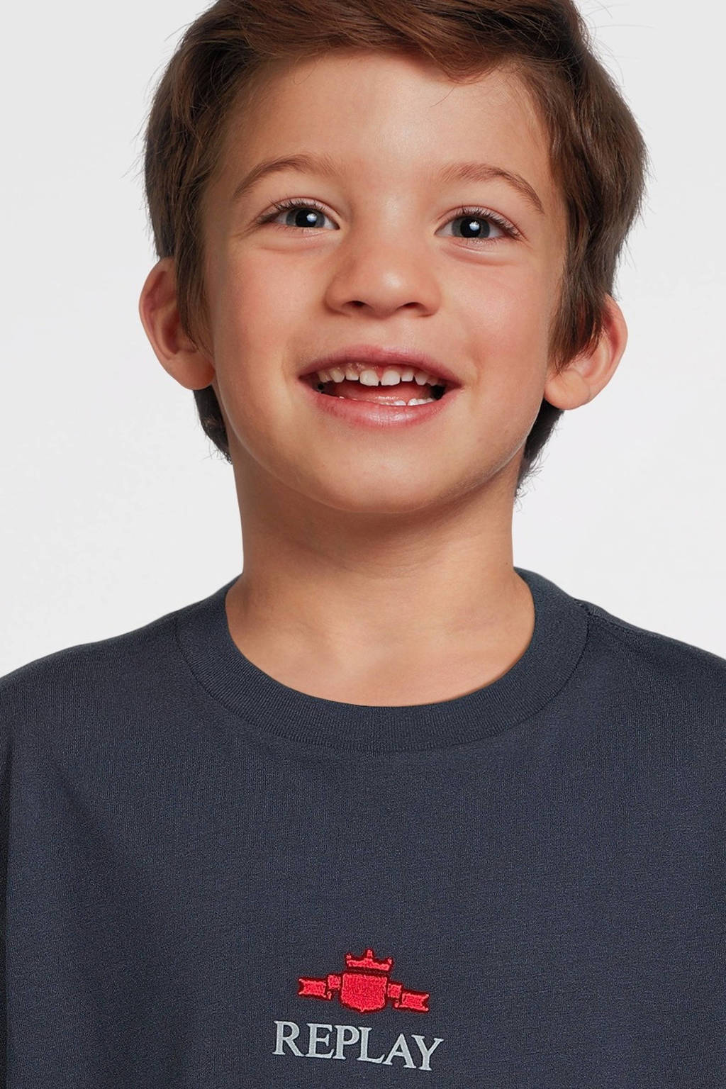 REPLAY T-shirt met logo donkerblauw