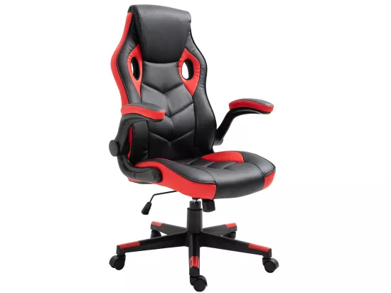 Chaise de bureau - Similicuir & Plastique - Noir / Rouge - Omis