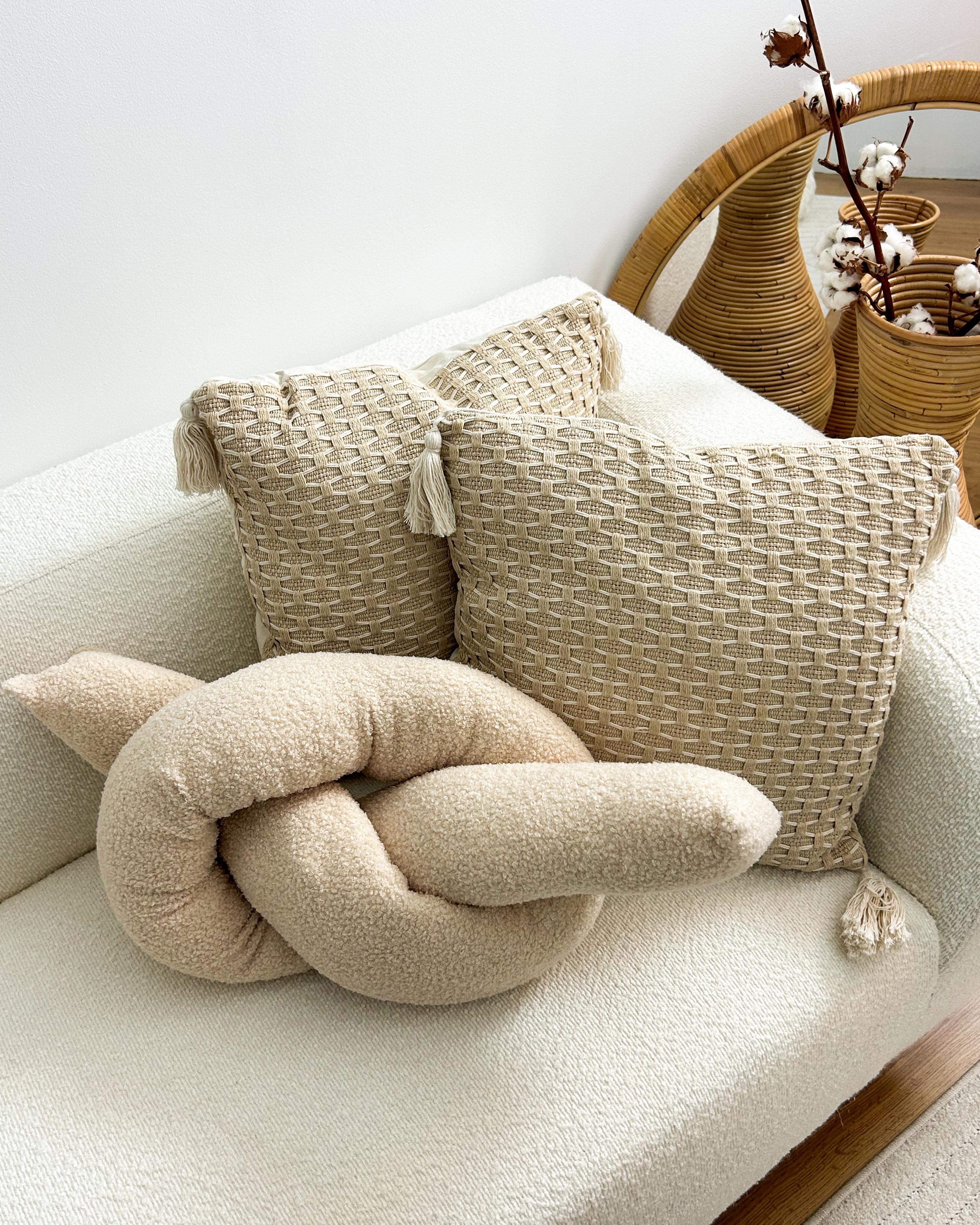 Set van 2 sierkussens GLADIOLUS Bouclé 172 x 14 cm Beige effen