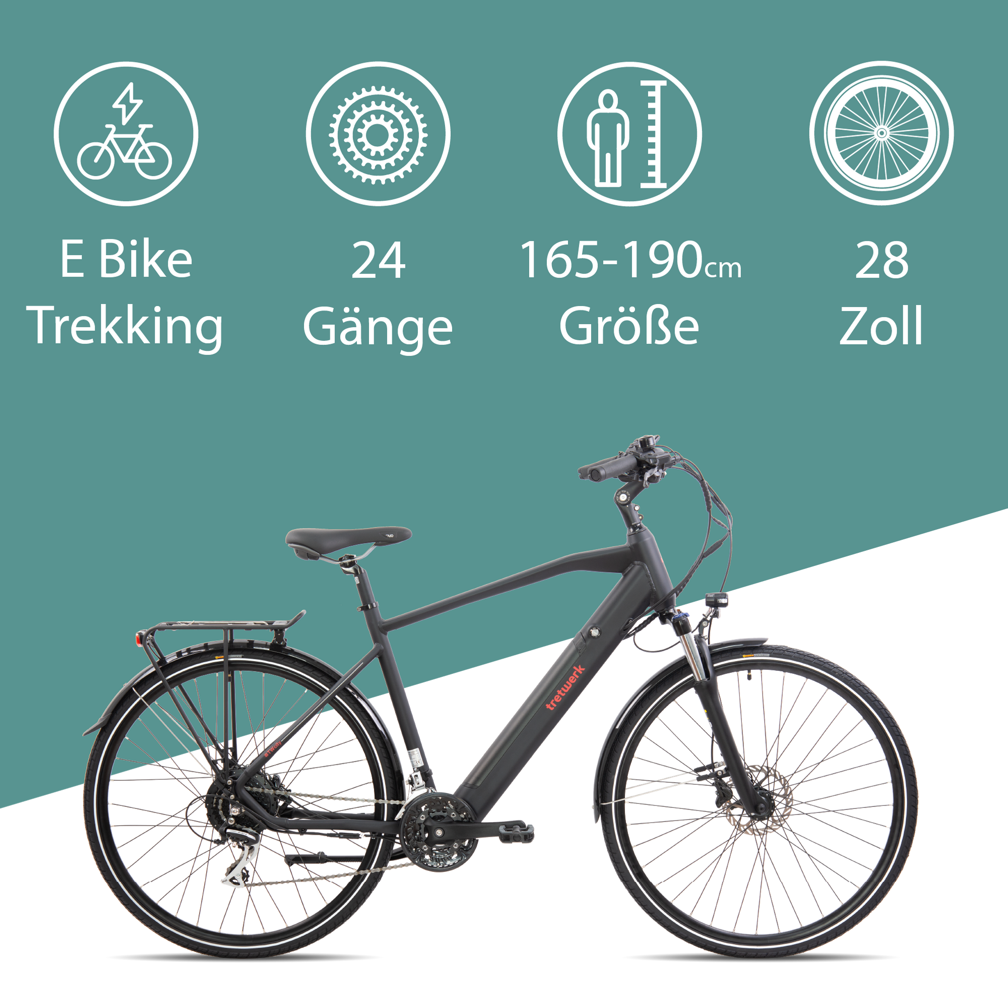 Tretwerk Bronx 5.0 E Bike 28 Zoll Pedelec 165 - 190 cm Trekkingrad 24 Gänge Elektrofahrrad