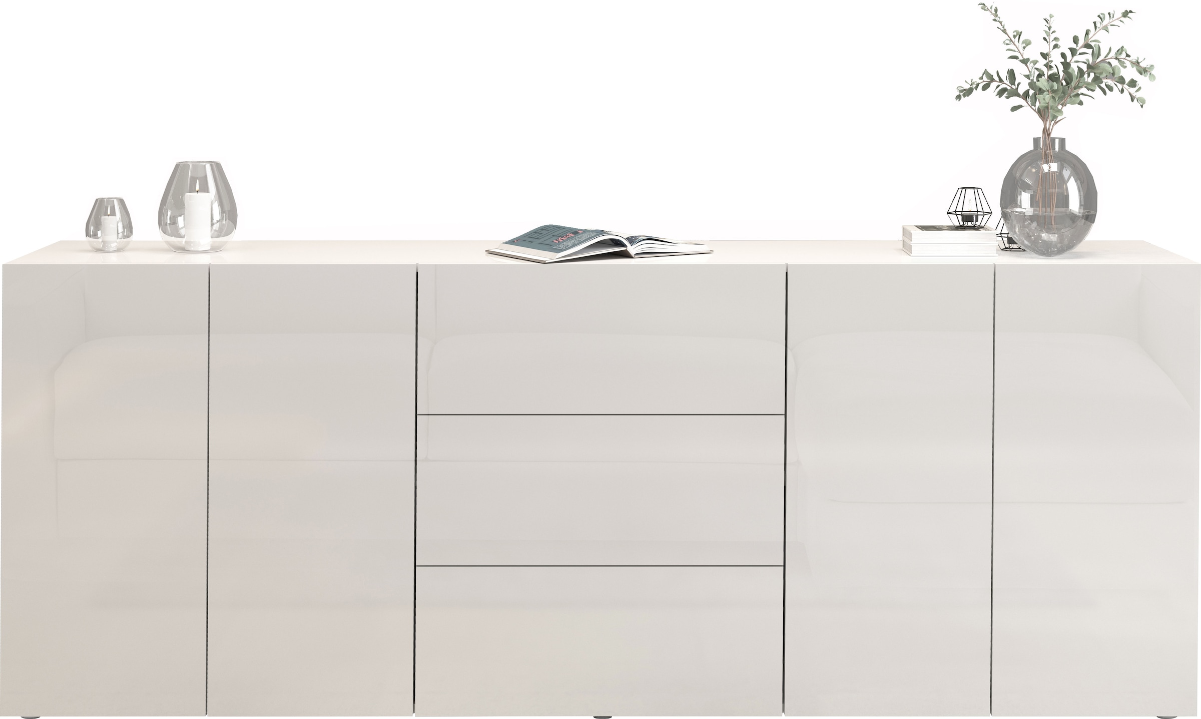 INOSIGN Sideboard »Egypt, Kommode, Schrank, Kredenz,  grifflos« 4 Türen, 3 Schubkästen mit Push-To-Open Funktion, Hochglanz Breite 200