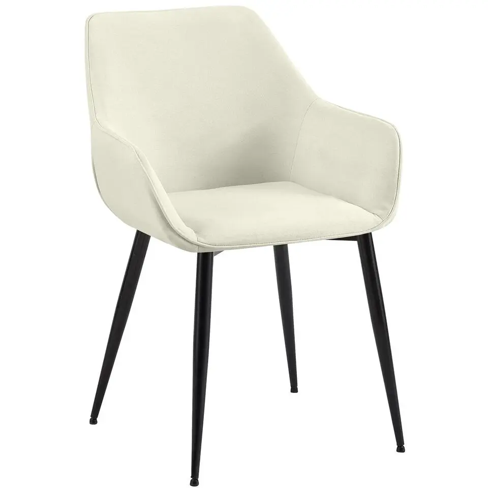 CLP Eetkamerstoel Luena zwart Frame - Stof - creme