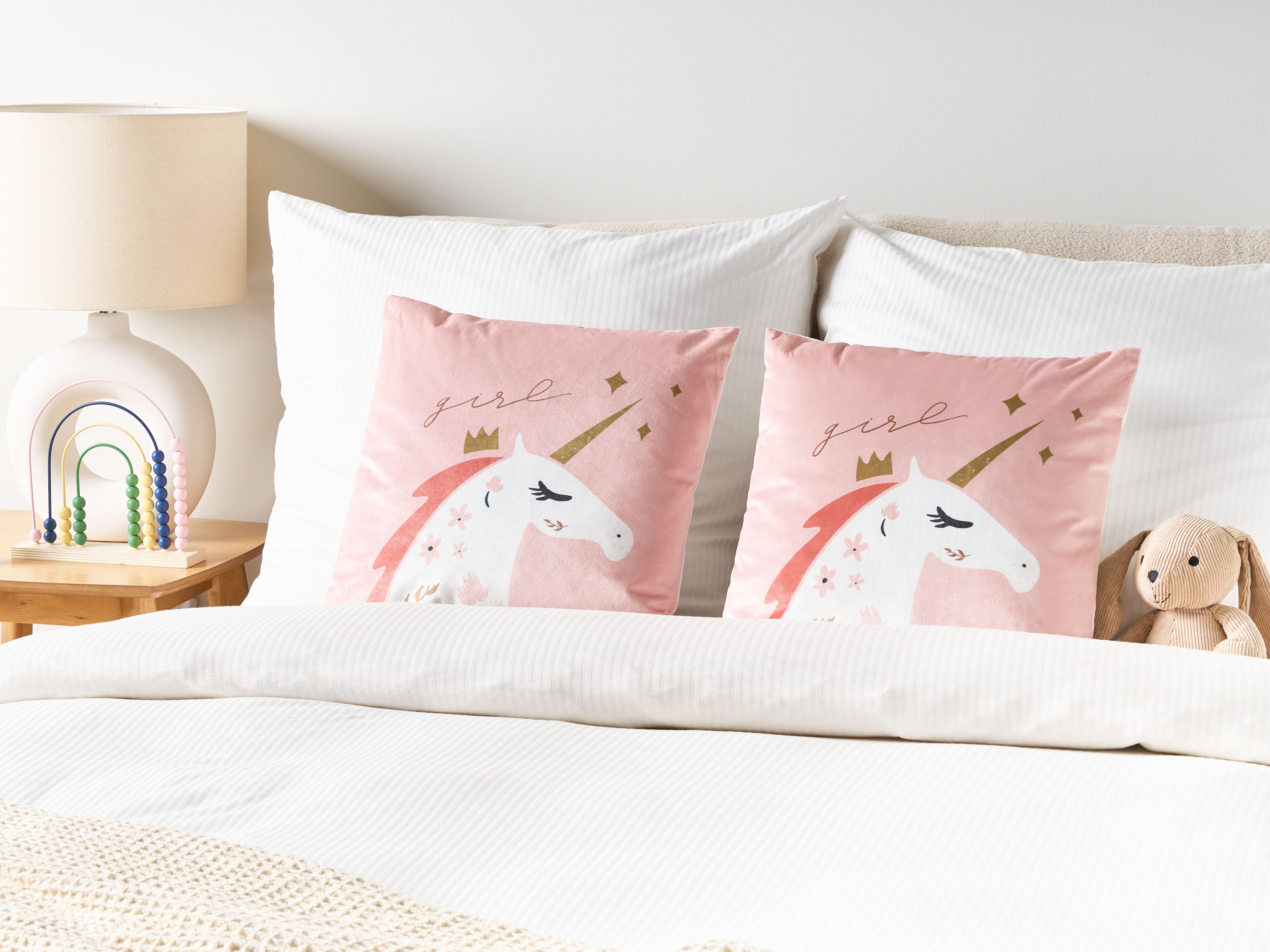 Set van 2 sierkussens UNIOLA Fluweel 45 x 45 cm Roze