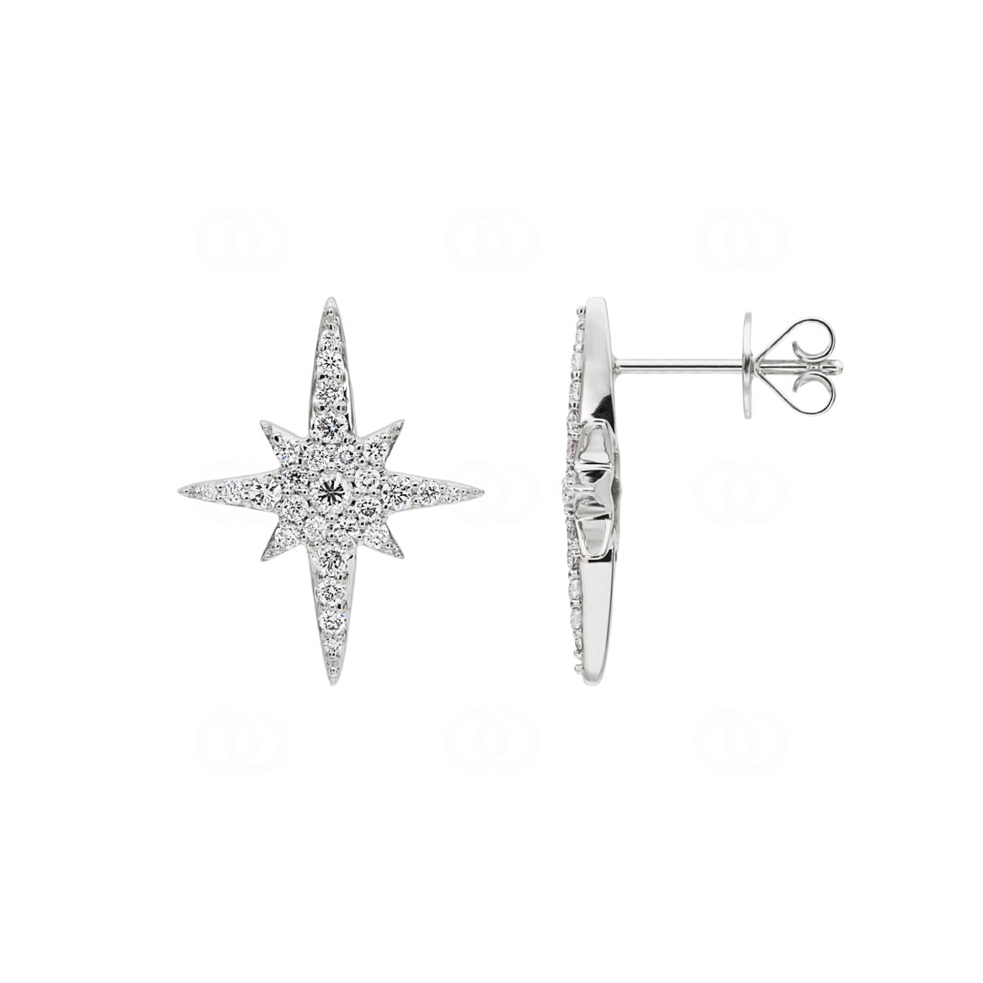 0.50 Karat Diamantohrstecker 750/18 K Weissgold Stern