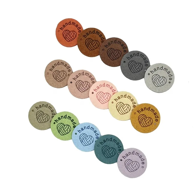(22er Set) Leder Handmade Etiketten DIY Mercerie Näh Zubehör Bastel Geschenk Deko - Assortiert