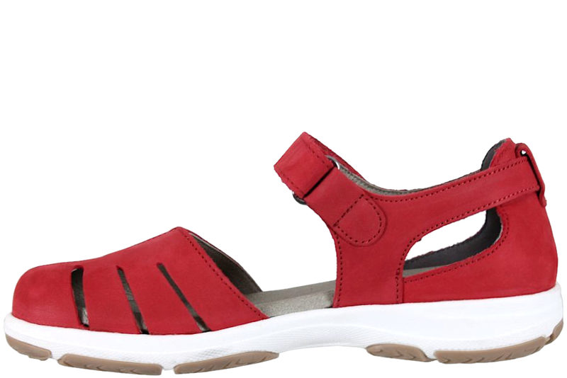 NEW FEET SANDAL I RØDT NUBUCK MED LUKKET TÅ