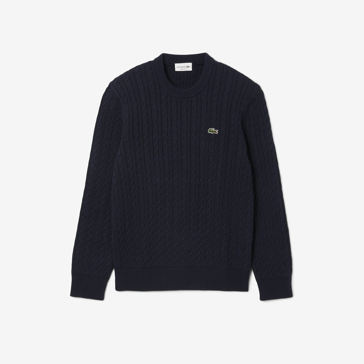 LACOSTE<br>Suéter de gola redonda em tricô trançado