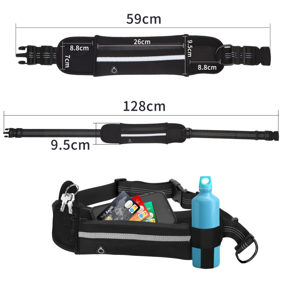 Guia elástica para cães Nobleza com bolso, que permite o uso com as mãos livres.