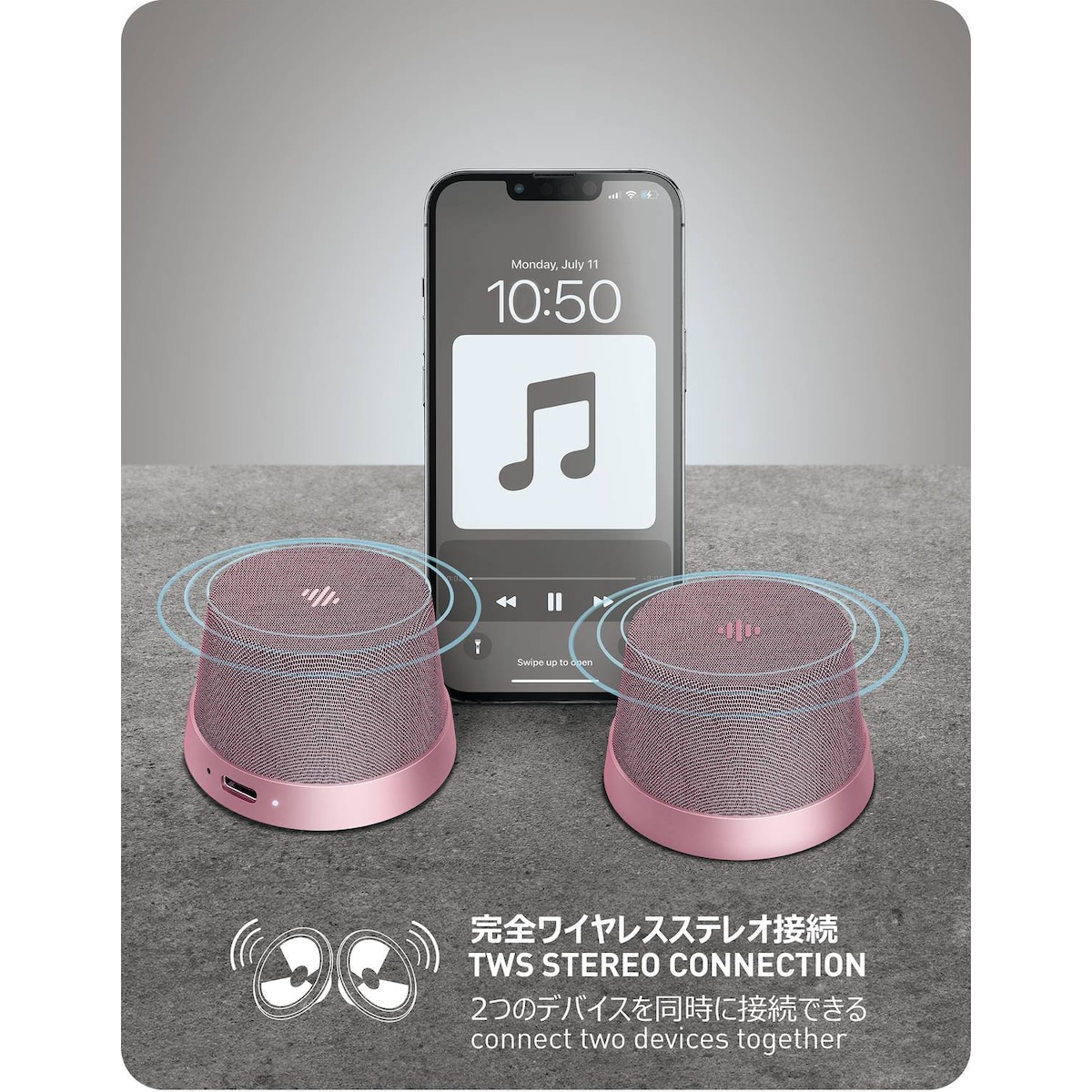 NÖRDIC Bluetooth 5.3 høyttaler med magnet 3W IPX6 rosa