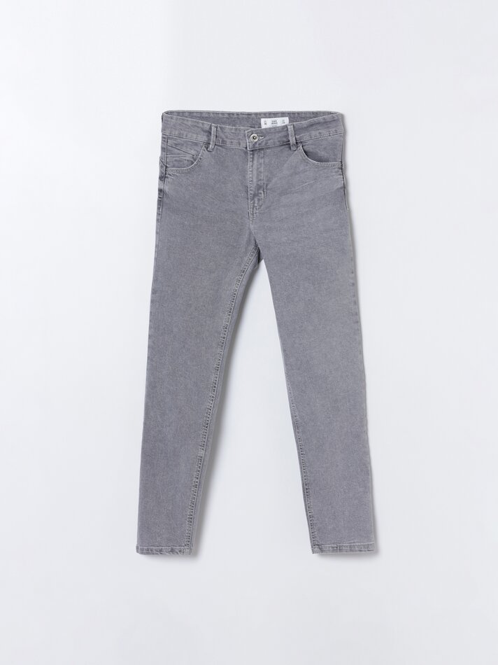 Calça jeans push-up - Cinza mesclado