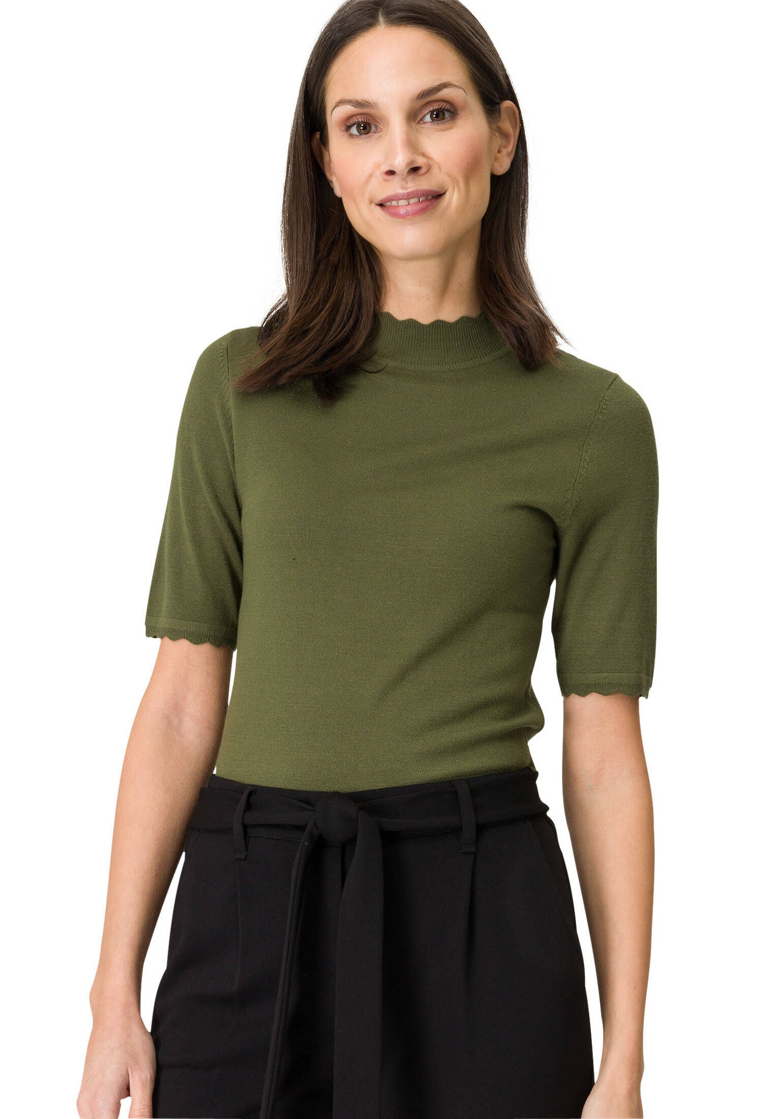 zero| Damen Feinstrickpullover kurzarm