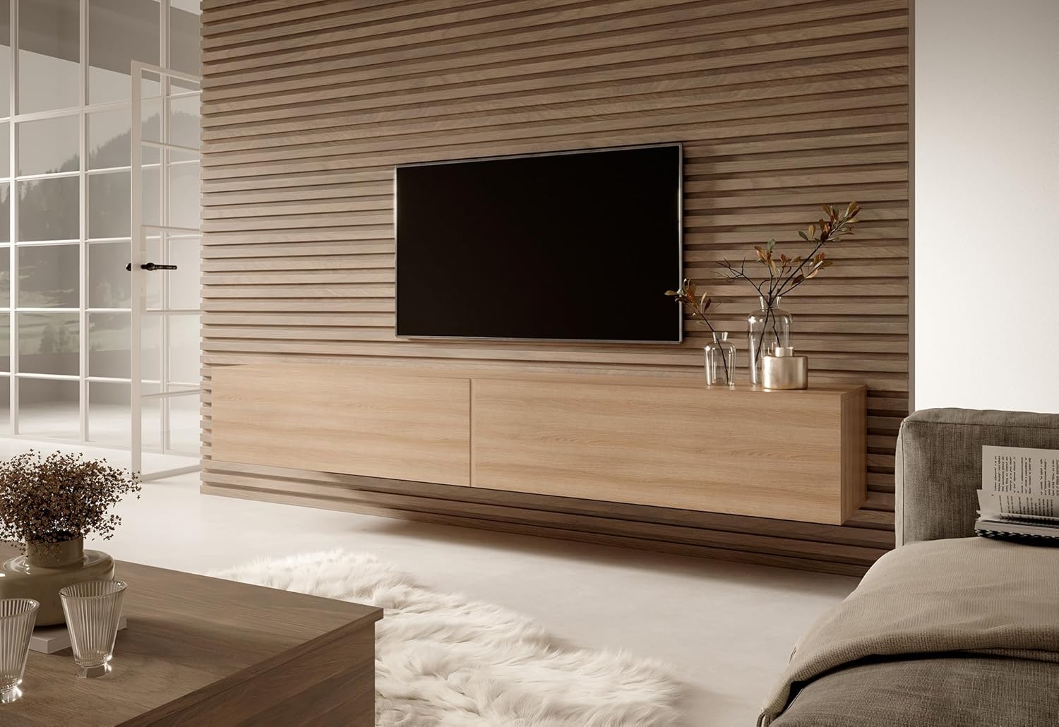 Selsey TV Schrank 200 cm Eiche Bisira | Fernsehschrank, Sideboard, Board, Fernsehtisch, Hängend