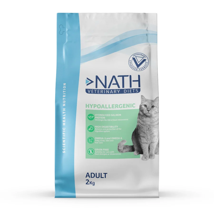 Ração hipoalergênica para gatos adultos Nath Veterinary Diets