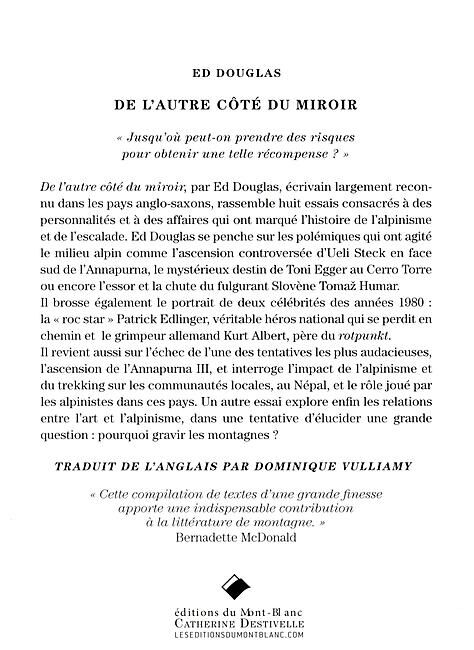 EDITIONS DU MONT BLANC - DE L AUTRE COTE DU MIROIR