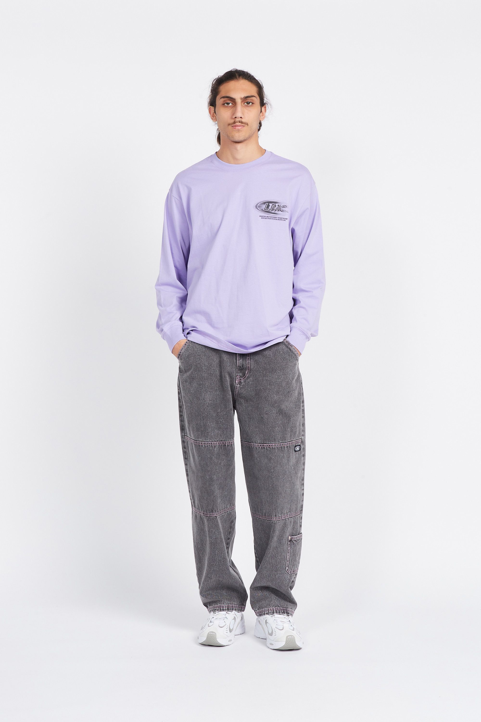LOST MANAGEMENT CITIES T-shirt CREW LONG SLV TEE Blanc