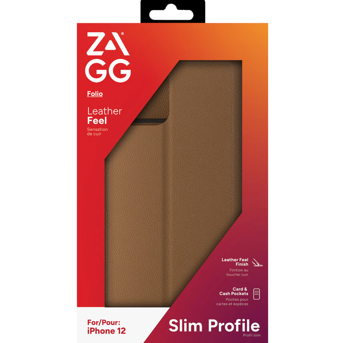 Zagg iPhone 12/12 Pro lommebokdeksel (brun)