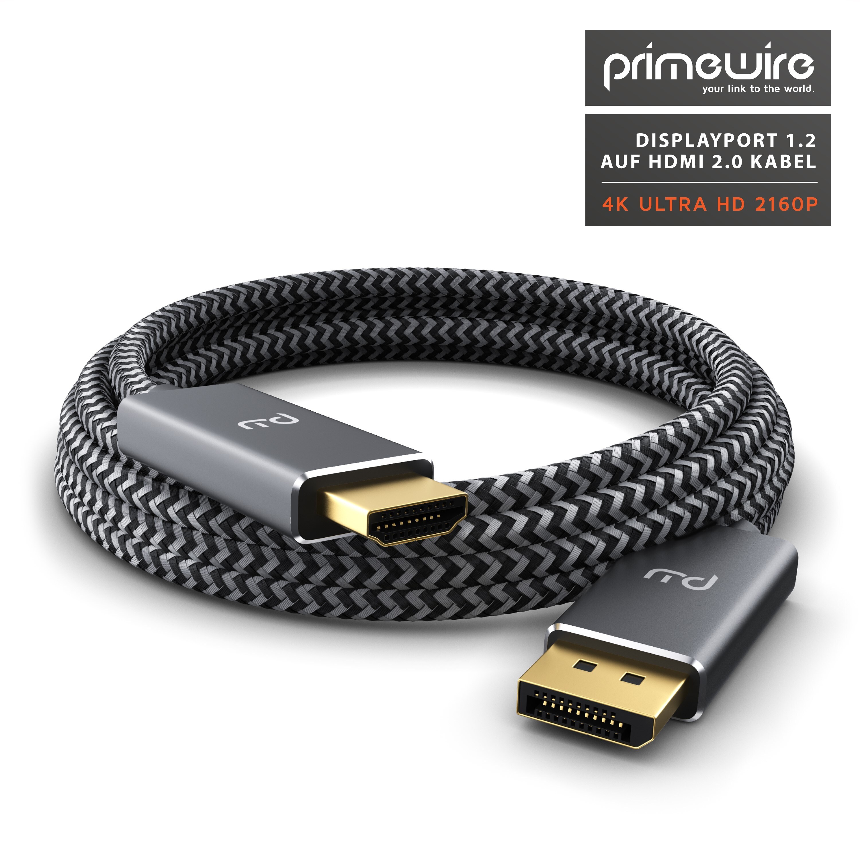 Primewire DP 1.2 zu HDMI 2.0 Adapterkabel 4k - UHD 3840 x 2160 @ 60 Hz - 2m