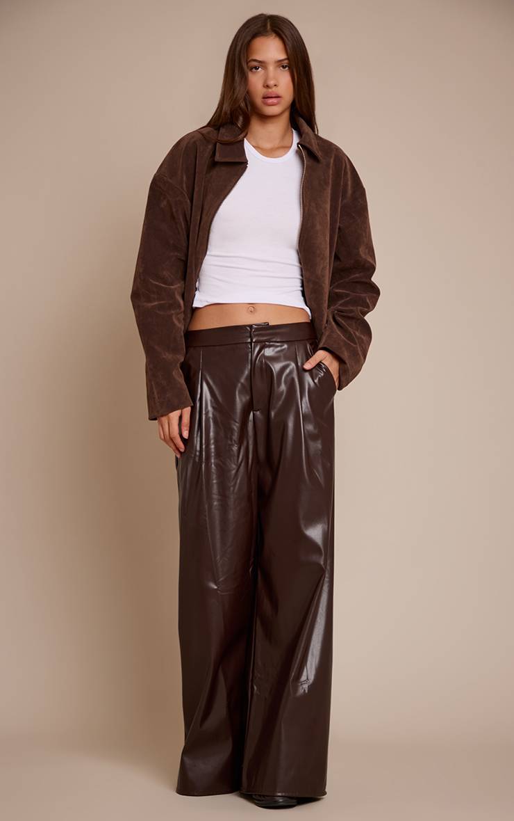 Chocolat Pantalon Plissé En Synthétiquecuir