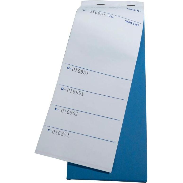 Bloc Brasserie 50 feuillets autocopiants numérotés en tripli - Format 9 ,6x26 cm
