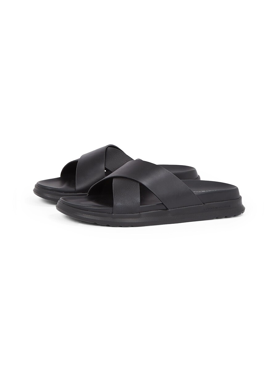 TOMMY HILFIGER<br>Mules de couro com estampa de densidade