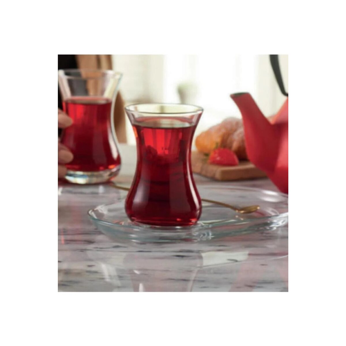 Pasabahce 4er set 2x Teeglas + 2x UntertasseTeeglas 125ml transparent